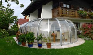 SAPHIR PERLE Glas Wintergarten für Eckterrassen