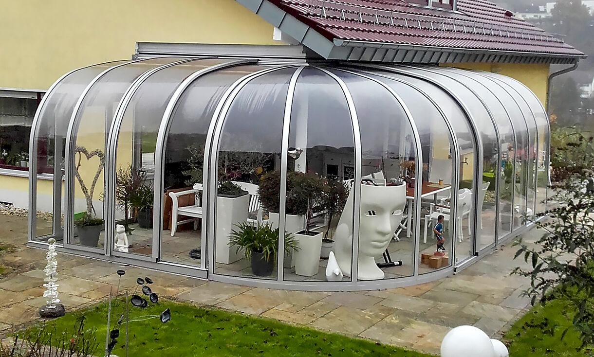SAPHIR PERLE moderner aufschiebbarer Wintergarten