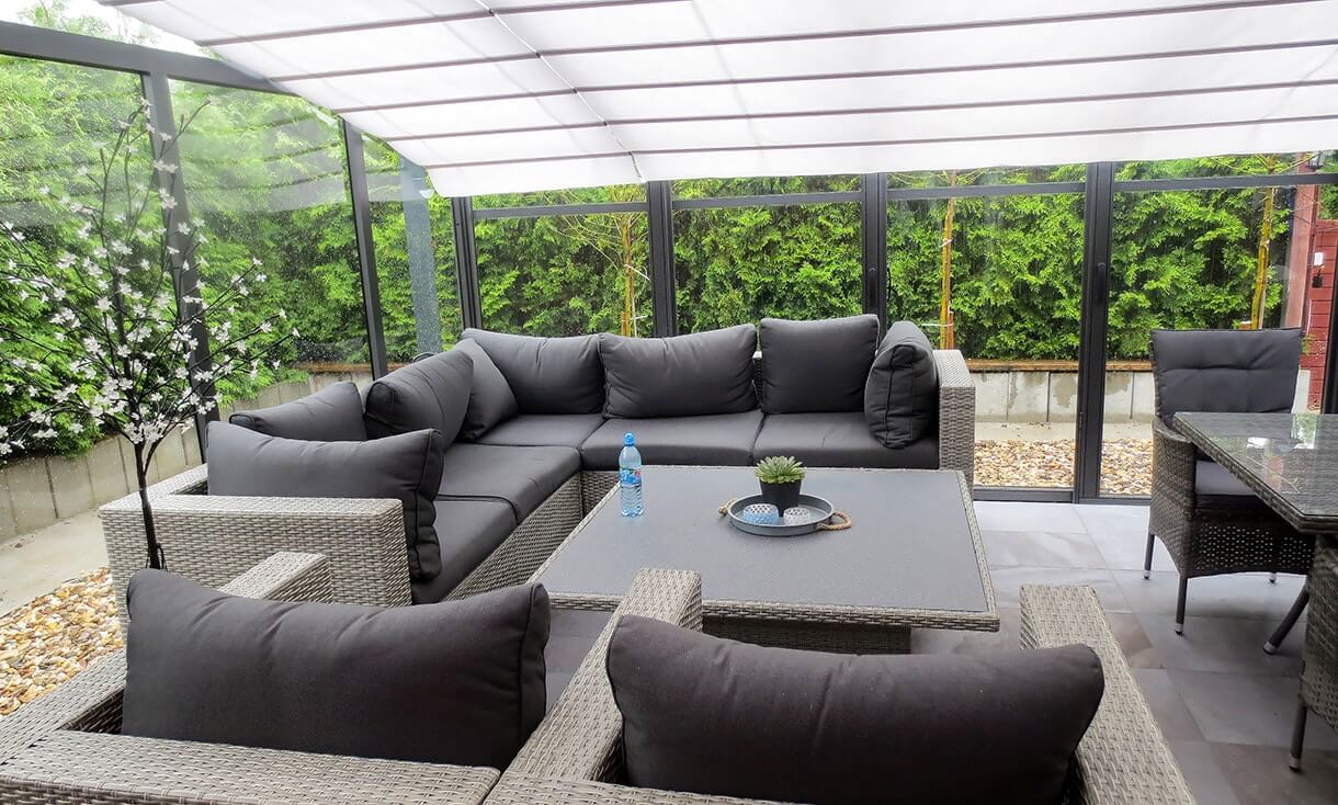 TOPAS solar veranda schiebbarer Wintergarten mit Sonnenschutz